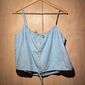 Madewell linen crop top, light denim and adjustable. Tags on!